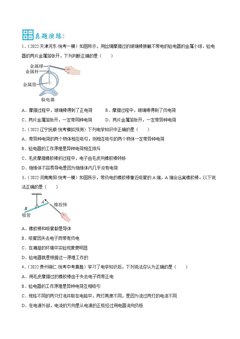 中考物理二轮复习核心考点讲练第17讲 验电器中瞬间电流方向问题(原卷版)第2页