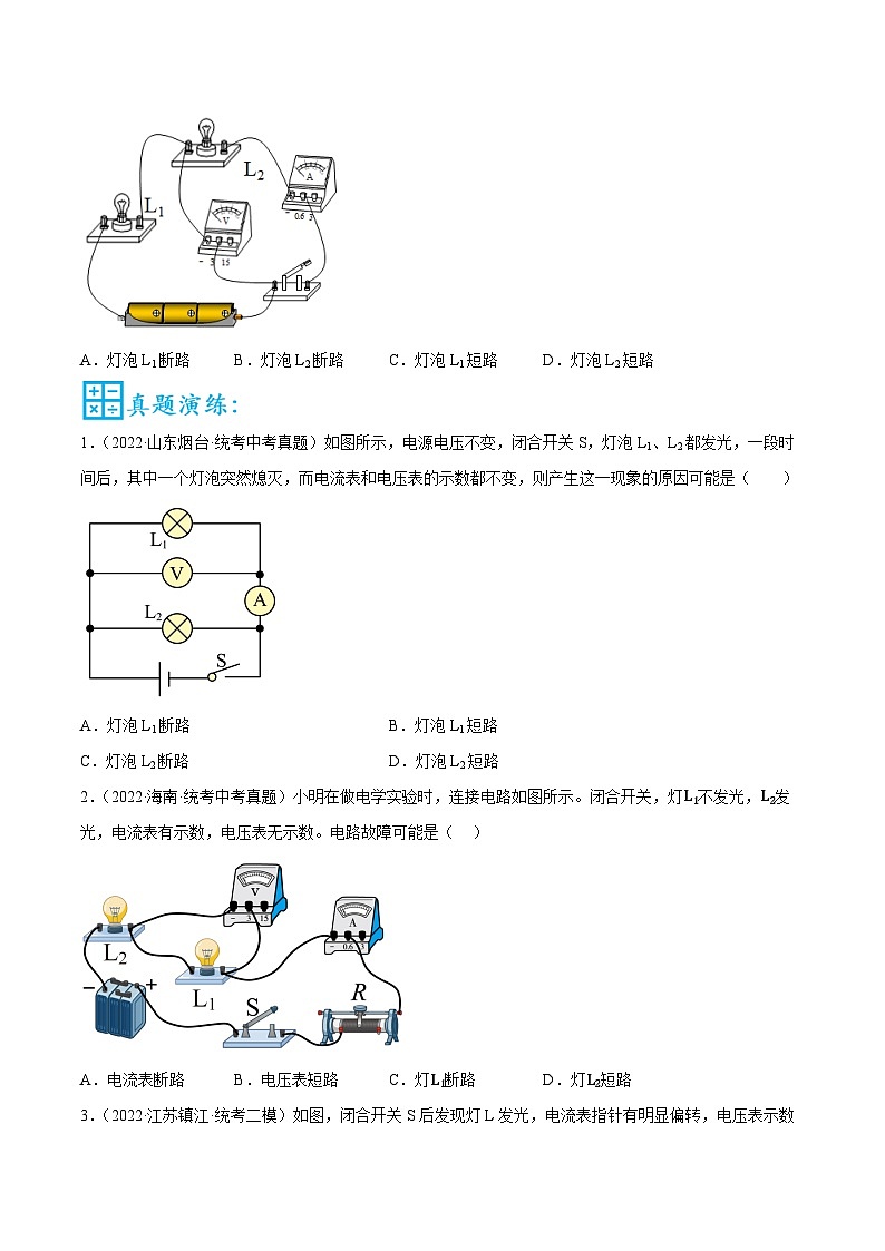 中考物理二轮复习核心考点讲练第19讲 利用电表进行电路故障分析(原卷版)第2页