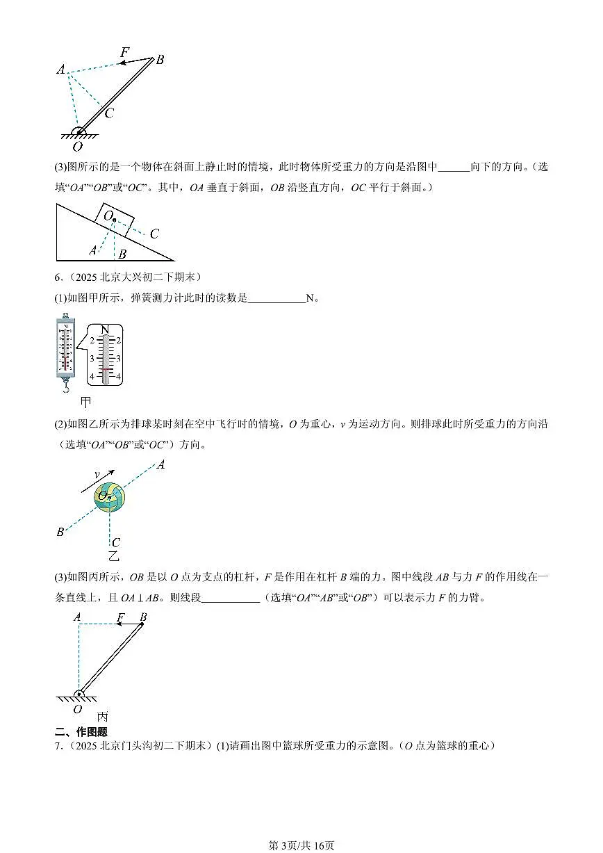 2025年北京初二(下)期末物理汇编:杠杆(北师大版)(非实验题)第3页