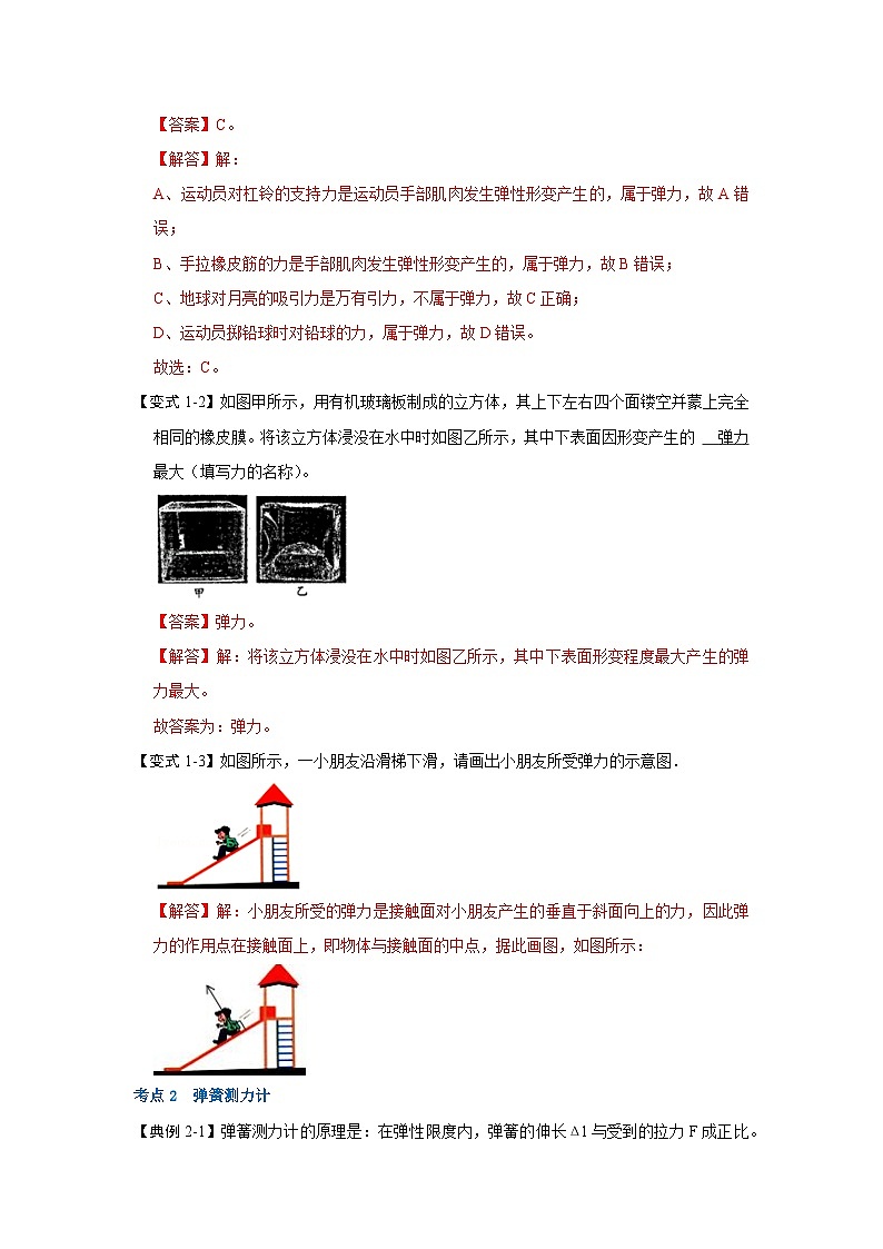 (人教版)八年级物理下册同步考点训练7.2弹力(解析版)第3页