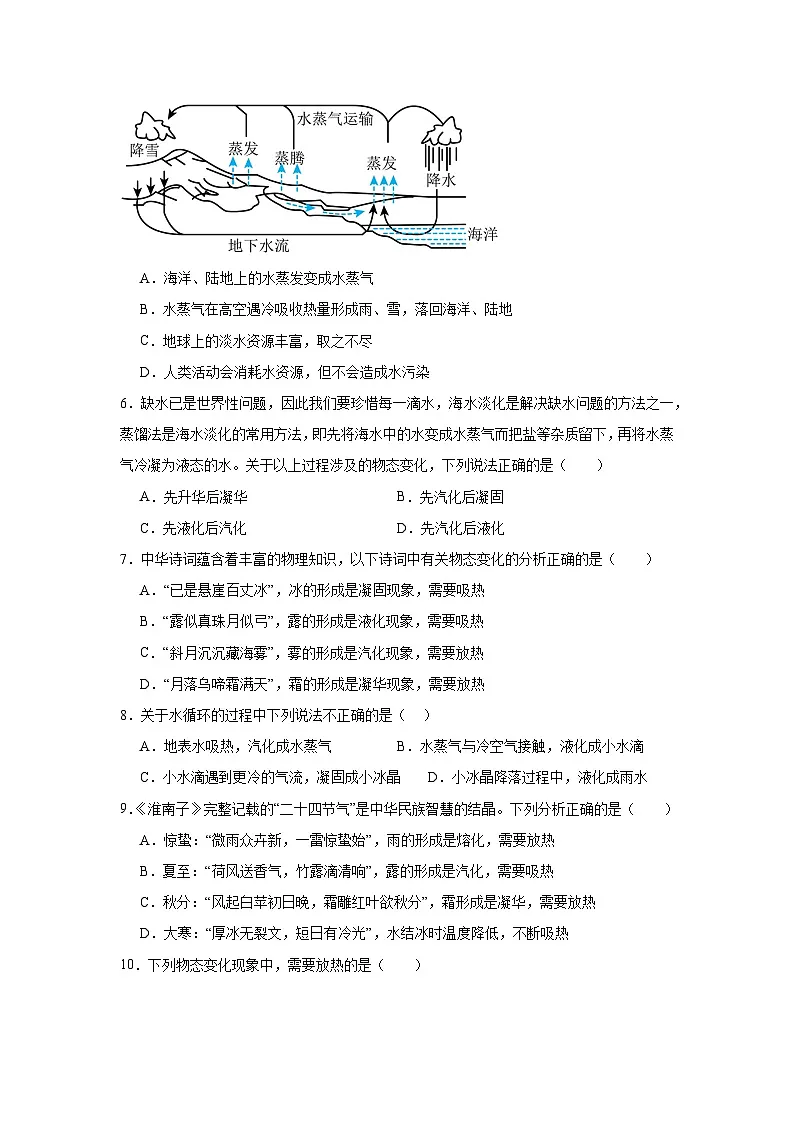 4.4升华和凝华随堂同步练习 苏科版物理八年级上册(含解析)第2页
