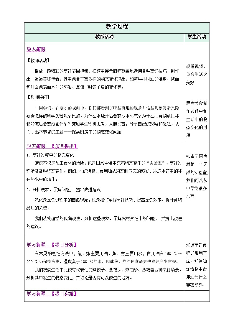 第五节 跨学科实践:探索厨房中的物态变化问题(教学设计)初中物理人教版(2024)八年级上册 第三章 物态变化第2页