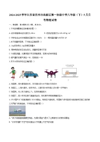 2024-2025学年江苏省苏州市高新区第一初级中学八年级（下）5月月考物理试卷-自定义类型