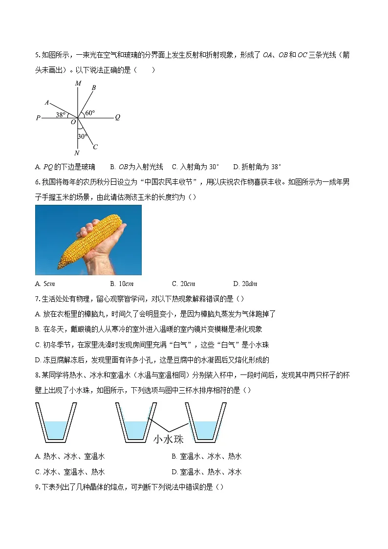 2025-2026学年江苏省南京师范大学附属中学江宁分校八年级(上)12月月考物理试卷-自定义类型第2页