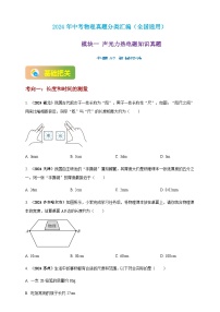 2024年中考物理真题分类汇编——机械运动（含答案）
