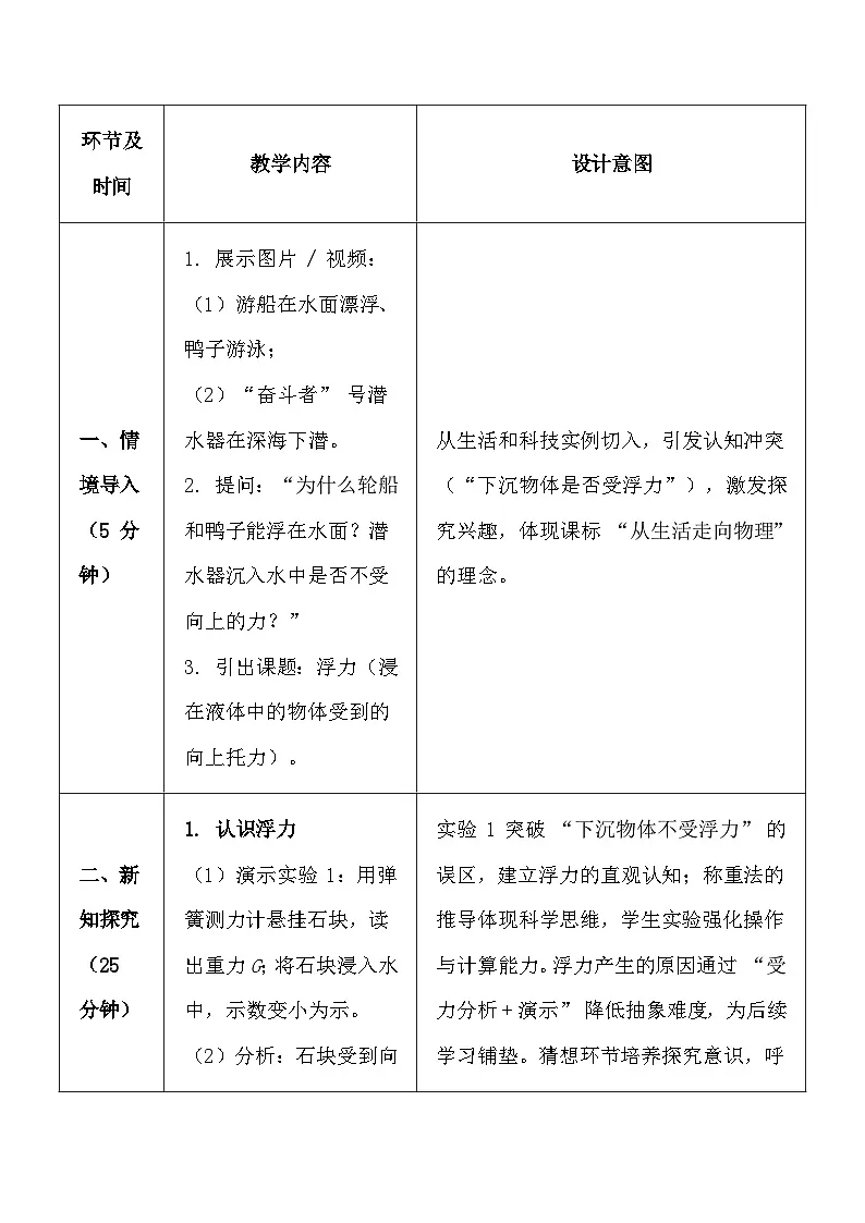人教版(2024)八年级下册物理第十章《浮力》教案第3页