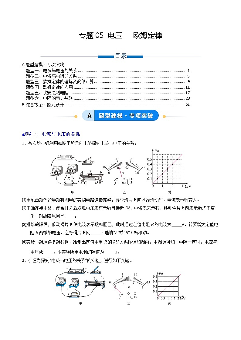 专题05 欧姆定律(专项训练)(原卷版)第1页