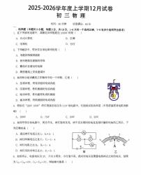 新疆乌鲁木齐部分学校2025-2026学年九年级上学期物理12月试卷（月考）