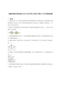 2025-2026学年安徽省淮南市西部地区九年级上学期12月月考物理试卷（有答案）