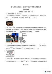 河南省驻马店市第二中学2024-2025学年九年级上学期期末物理试卷