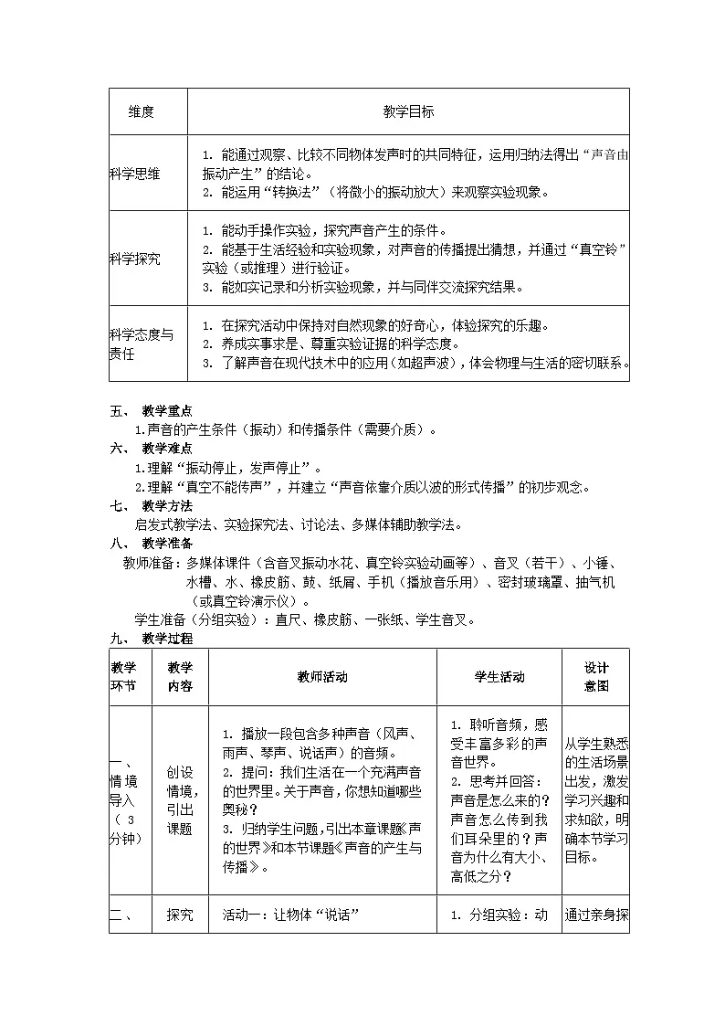 2.1《声音的产生与传播》教学设计—--2025-2026学年八年级全一册《物理》(沪科版2024)第2页