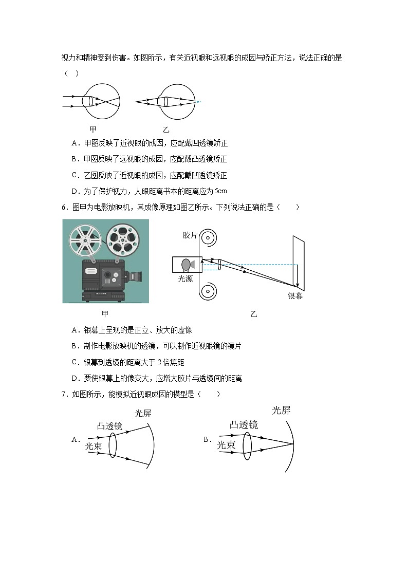 4.6跨学科实践:眼睛随堂同步练习 教科版物理八年级上册第2页