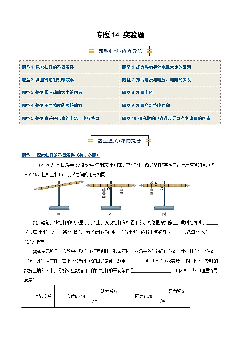 专题14 实验题(期末专项训练)(原卷版)第1页