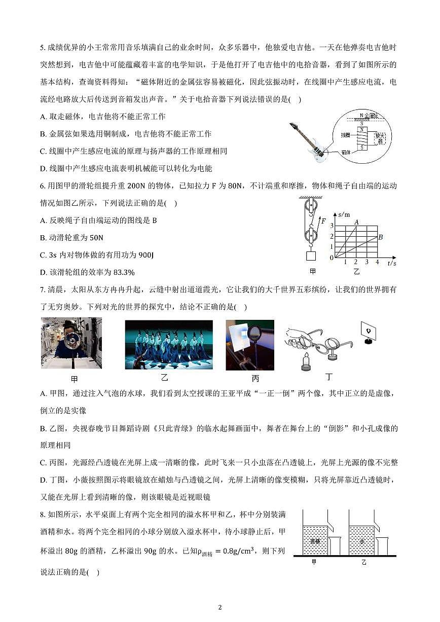 2025中考物理模拟卷(五)第2页
