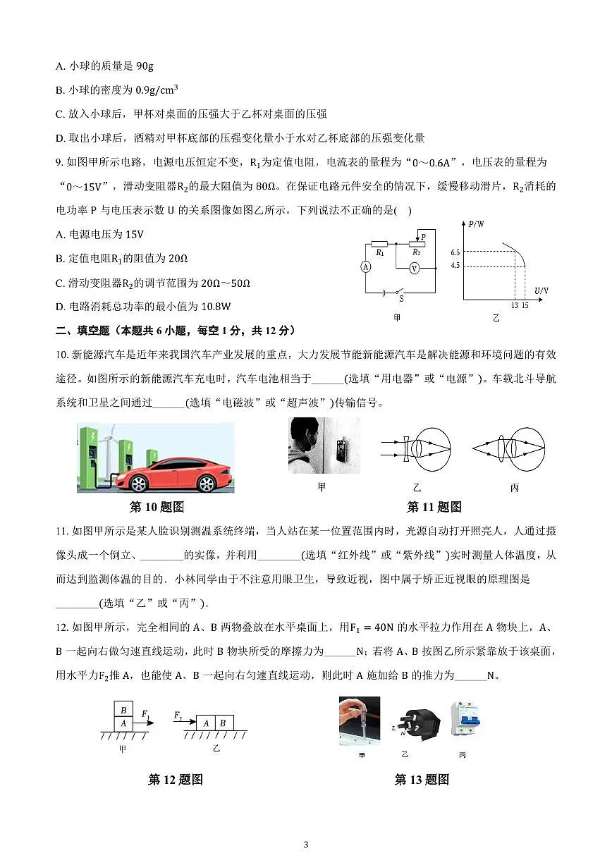 2025中考物理模拟卷(五)第3页
