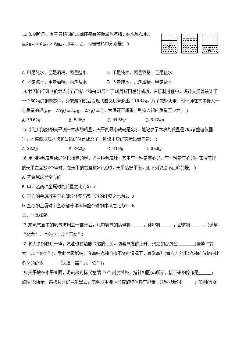2025年中考物理二轮复习 专题十一:多彩的物质世界 练习(含答案+解析)第3页