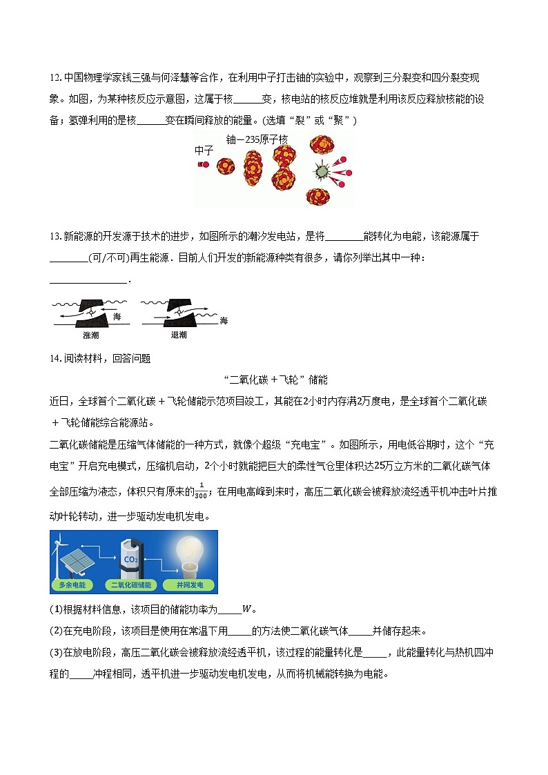 2025年物理中考第一轮专题复习专题18:能源与可持续发展 练习 (含答案+解析)第3页
