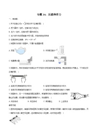 2025年上海中考物理二轮复习专题14：压强和浮力  练习  （含答案+解析）