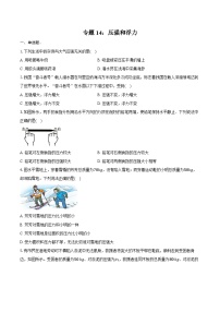 2025年中考物理二轮复习专题14:压强和浮力 练习 (含答案+解析)