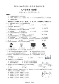 新疆维吾尔自治区喀什地区部分学校2025-2026学年九年级上学期物理期末试卷