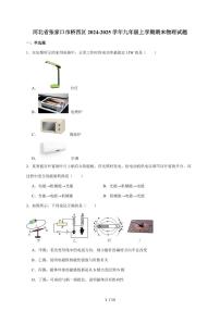 河北省张家口市桥西区2025届九年级上册1月期末考试物理试卷（含答案）