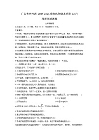 2025-2026学年广东省惠州市九年级上学期12月月考考试物理试卷(学生版)