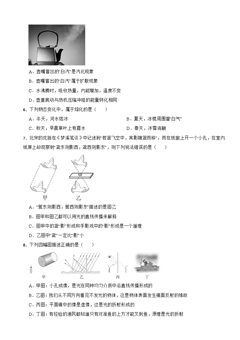 四川省攀枝花市仁和区2025年八年级上学期期末物理试题附答案第2页