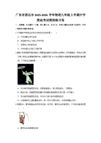 2025-2026学年广东清远九年级上册物理开学摸底考试模拟练习卷【含解析】