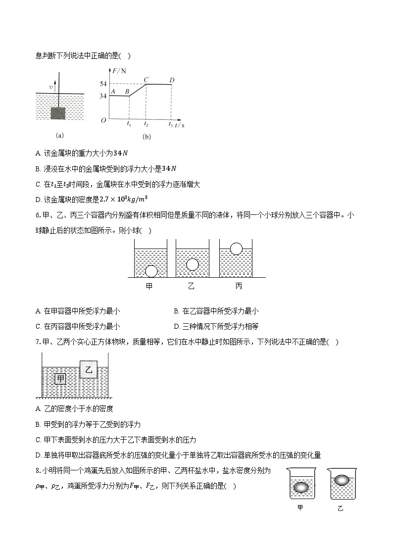 10.3物体的浮沉条件及应用----2024-2025学年人教版物理八年级下学期练习题(含答案+解析)第2页