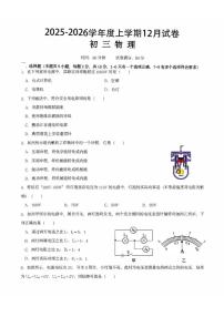 2025-2026学年新疆乌鲁木齐部分学校九年级上学期物理12月试卷（有答案）