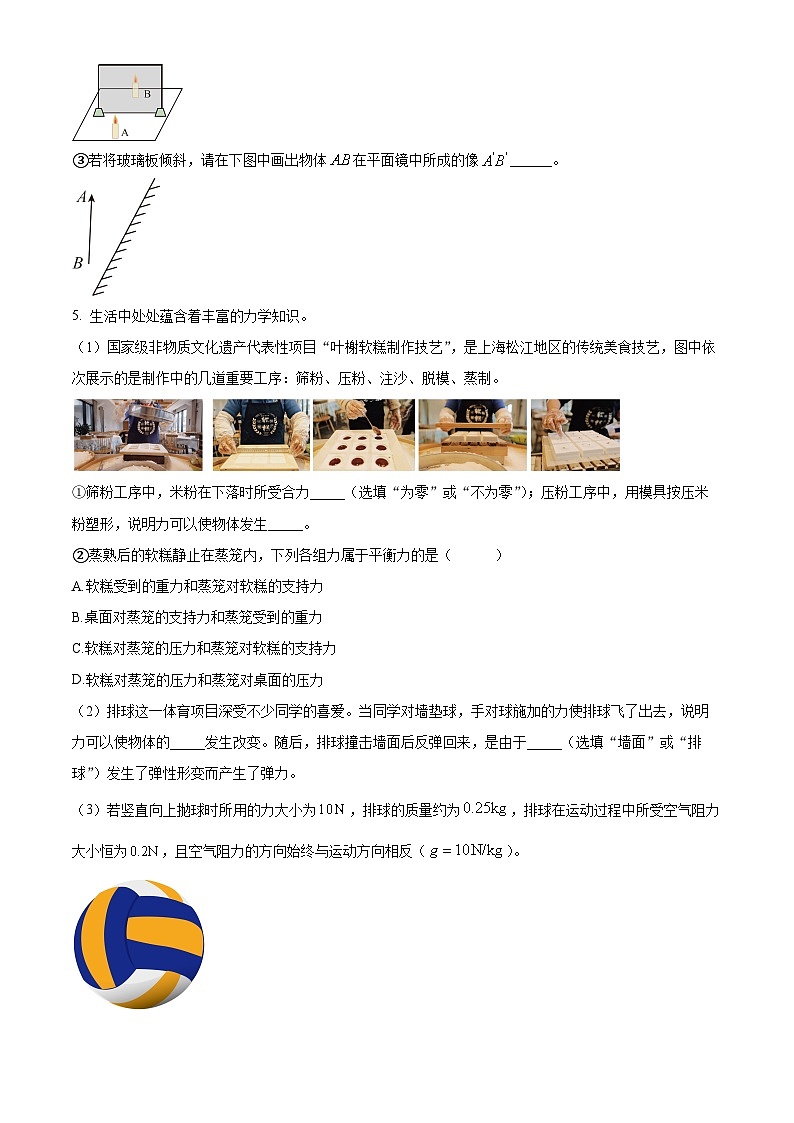 2025学年第一学期八年级物理期终质量监测试卷第3页