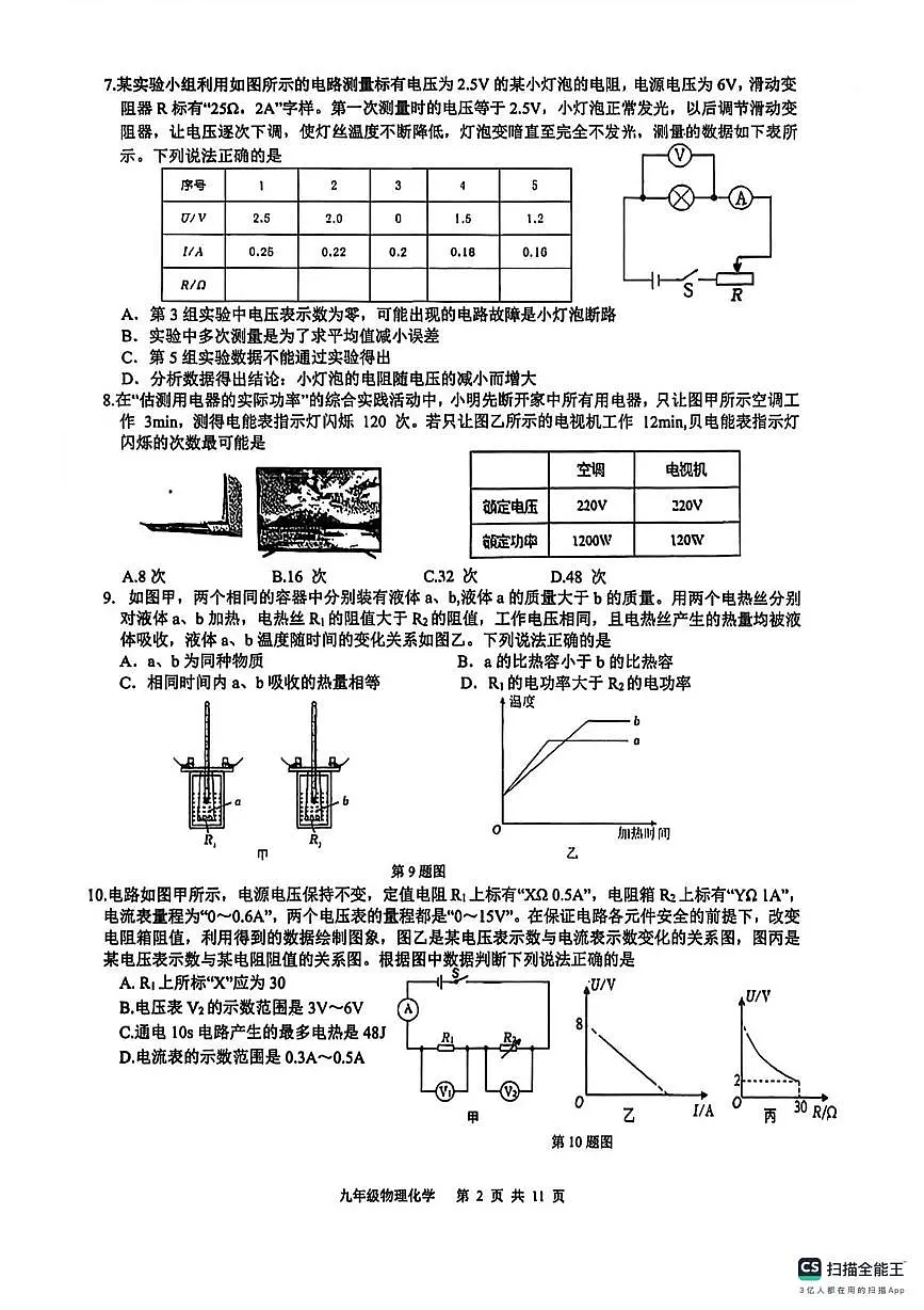 江苏南通市海门区东洲国际学校九年级上学期第二次月考物理化学试卷(月考)第2页