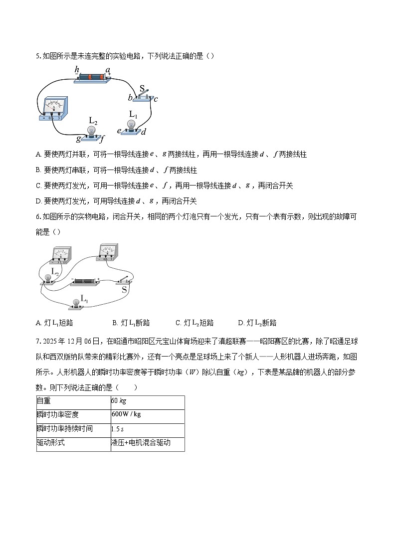 云南省昭通市威信县2025-2026学年九年级上学期1月学生综合素养阶段性练习物理试题-自定义类型第2页