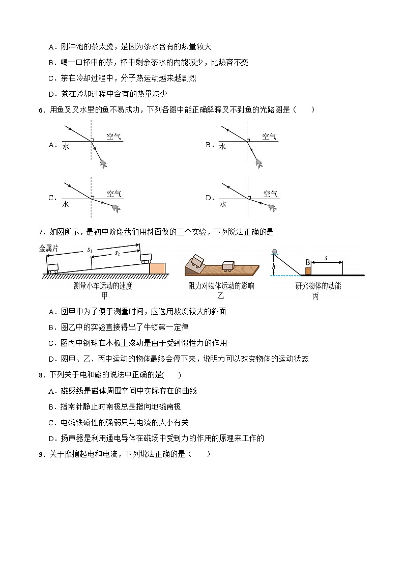 湖南省长沙市长沙县2025年九年级物理中考一模练习试卷(含答案)第2页