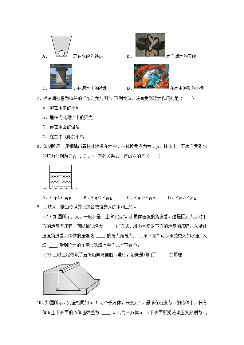 第7章第1节 浮力 同步复习讲义2025-2026学年沪科版(五四学制)初中物理八年级下册(原卷版)第3页