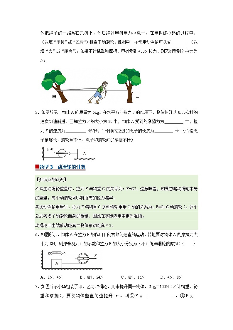第6章 6.6 滑轮 2025-2026学年沪粤版2024初中物理八年级下册同步复习讲义(原卷版)第3页