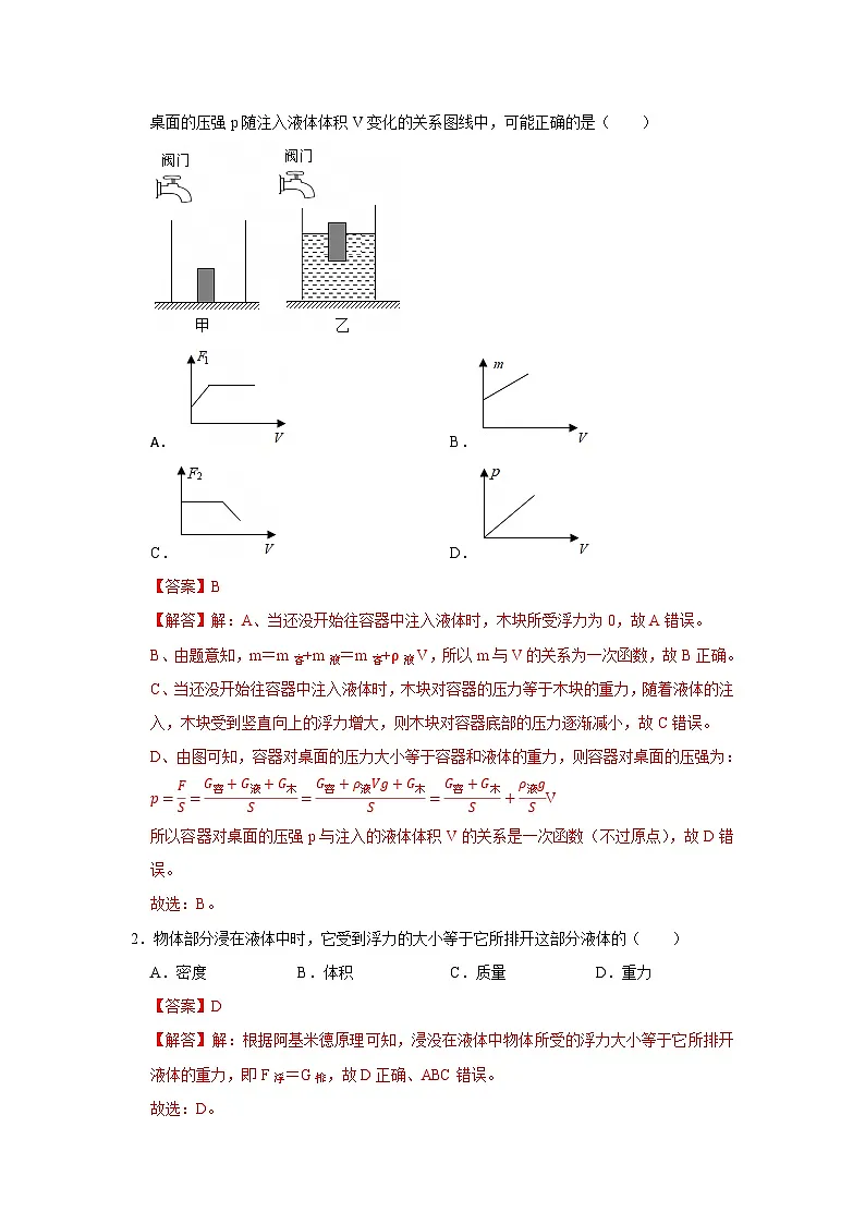 第九章第9.3节 阿基米德原理 2025-2026学年沪科版2024初中物理八年级下册同步复习讲义 -第2页