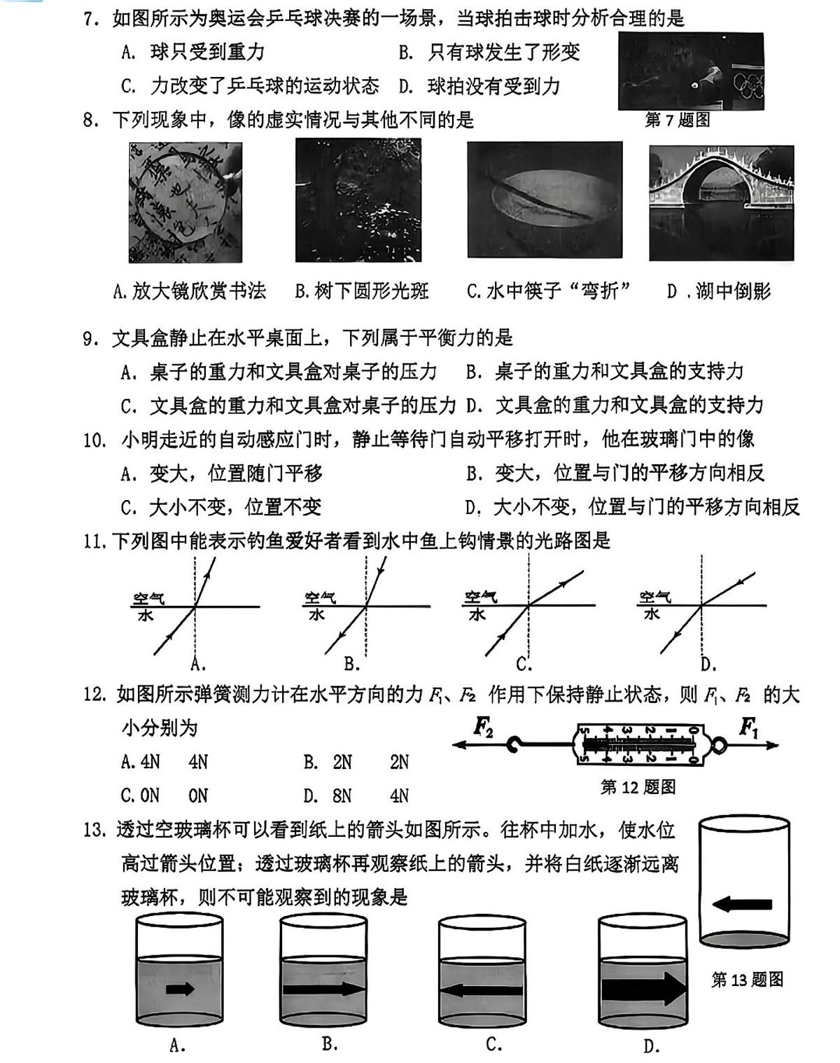 福建省漳州市2025-2026学年上学期期末阶段教学联合诊断八年级物理试题第2页