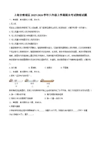 上海市青浦区2025-2026学年八年级上学期期末考试物理试题（含答案+解析）