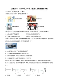 安徽2025-2026学年八年级上学期1月期末物理试题-自定义类型