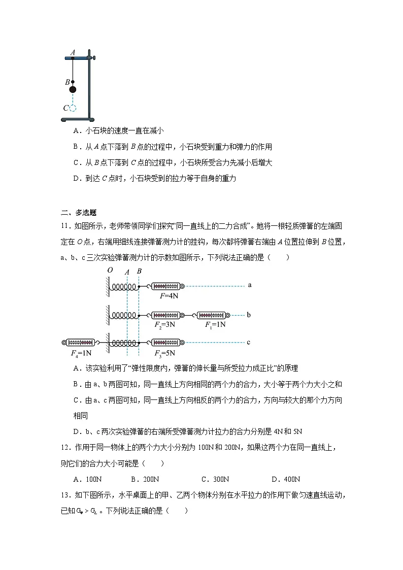 7.4同一直线上二力的合成同步练习 沪粤版物理八年级下册第3页