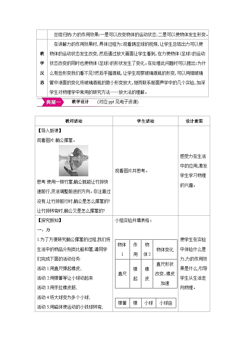 人教版八年级物理下册第七章力第1节 力教案第2页