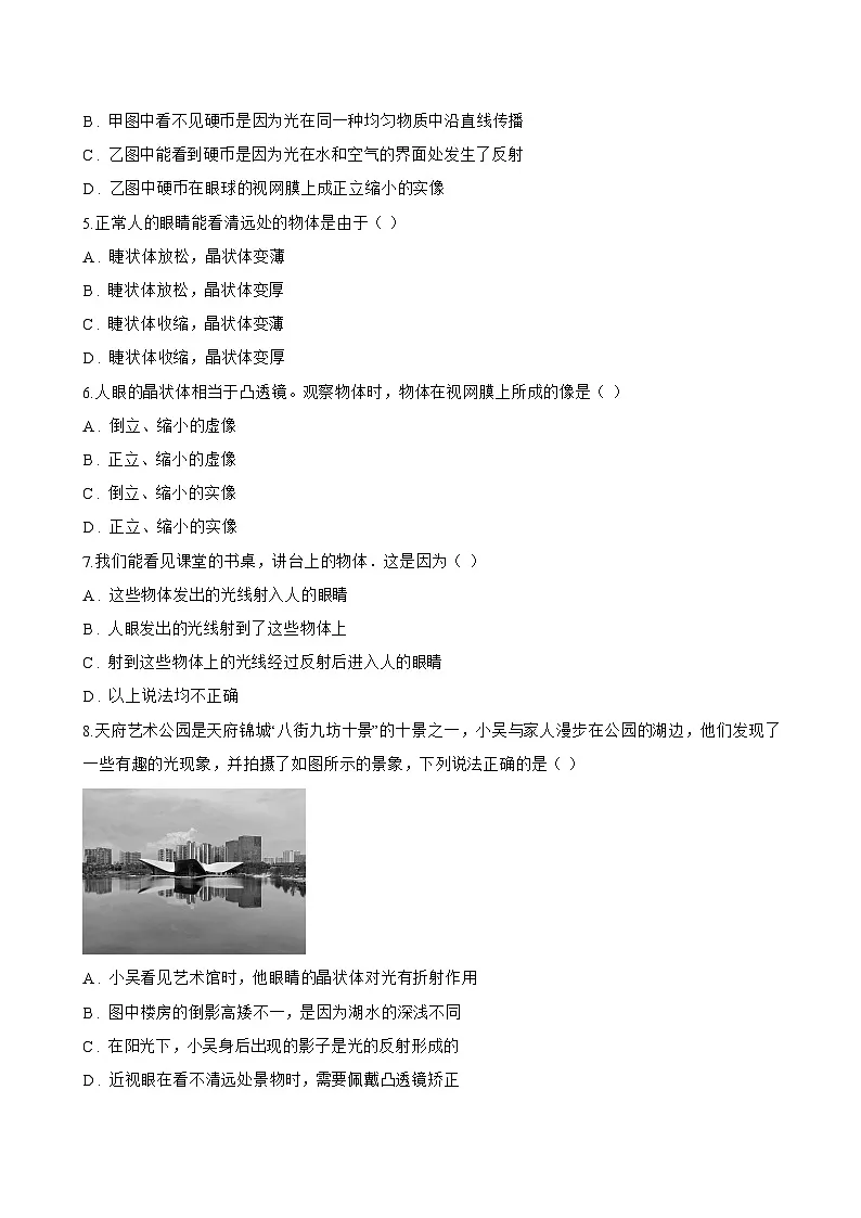 6 跨学科实践:眼睛一课一练物理教科版(2024)初中八年级上册(无答案)第2页