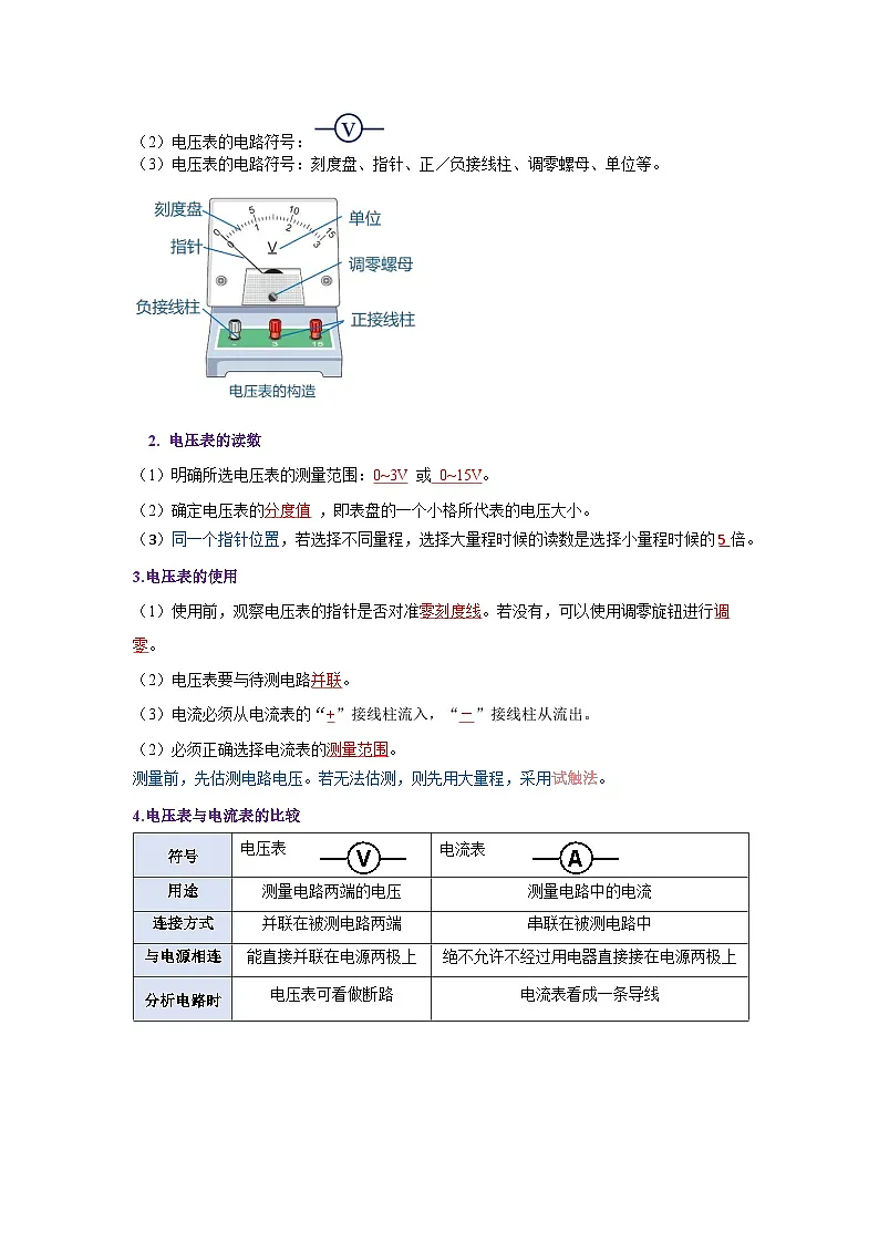 第十六章 电压 电阻(知识清单)(答案版)第3页