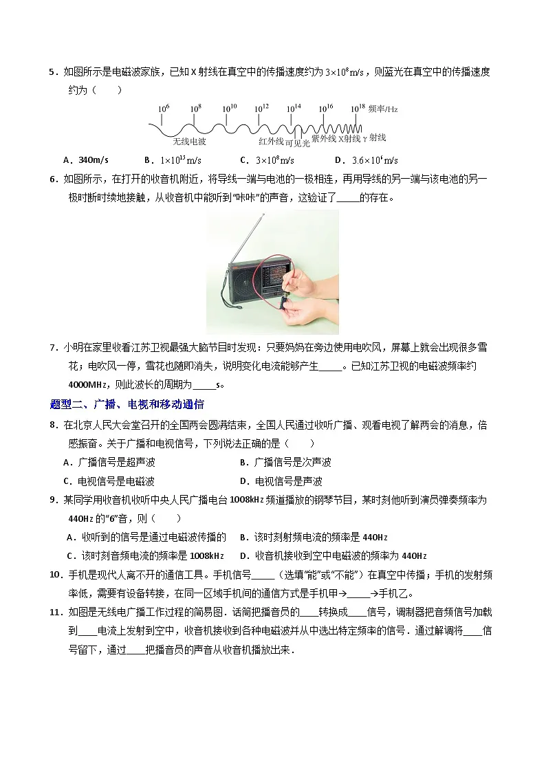 第二十一章 电磁波及其应用(专项训练)(原卷版)第2页