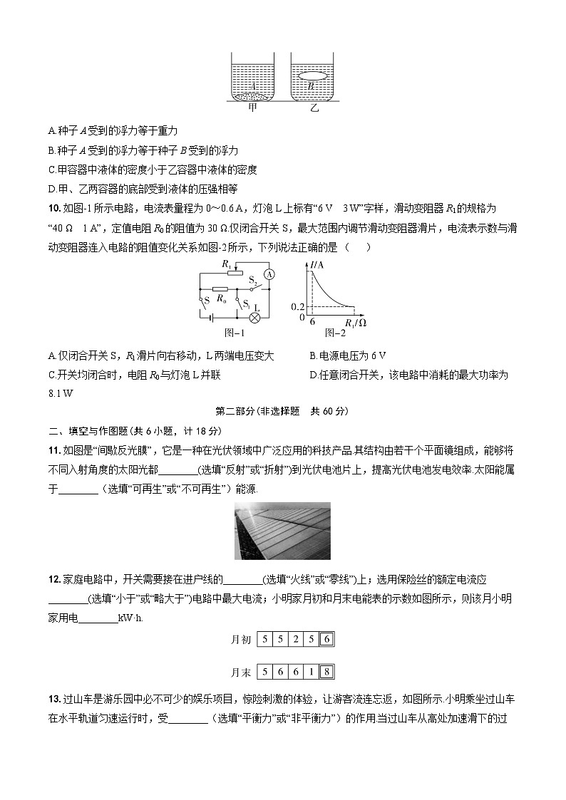 2026 届陕西省榆林市中考物理自编模拟卷(四)(原卷板)第3页