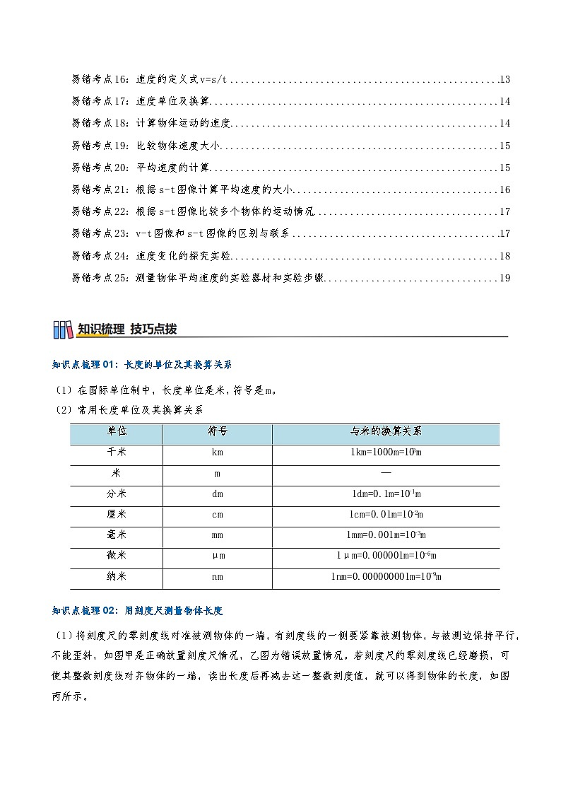 第1章 机械运动(知识梳理+25个高频易错考点讲练 共50题)原卷版第2页