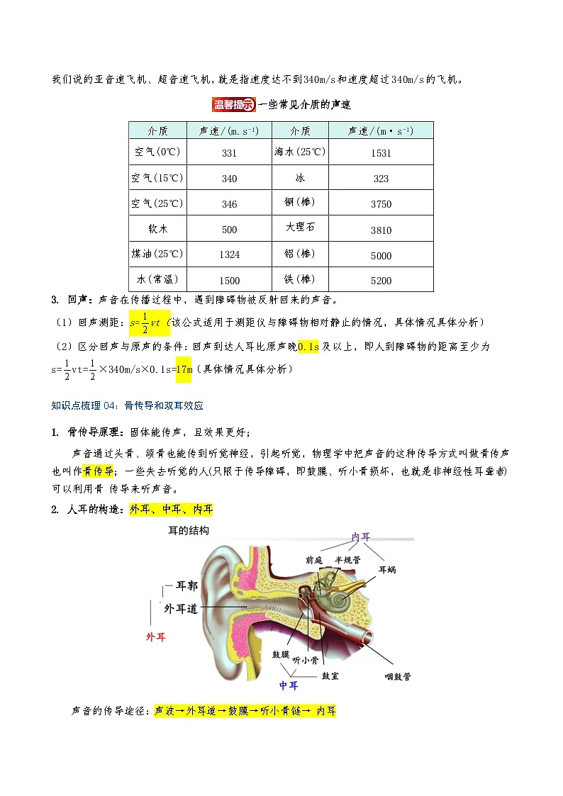 专题2.1 声音的产生与传播(知识梳理+15个考点讲练+中考真题演练+难度分层练 共55题)解析版第3页