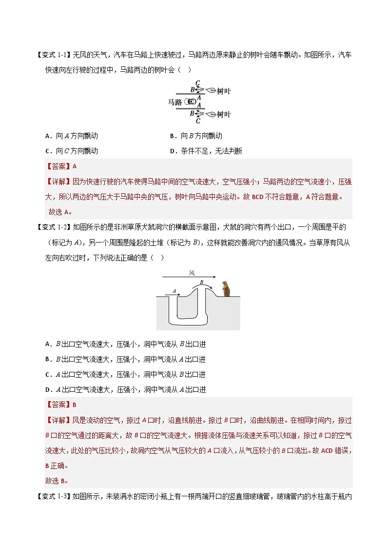 9.5 流体压强与流速的关系(知识解读)(解析版)第2页