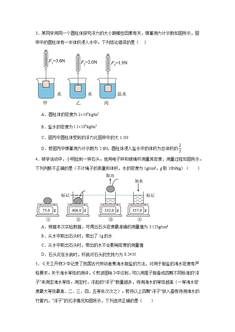 专题01浮力与密度综合题-2026中考物理解题思路突破及真题演练(含解析-沪科版)第3页
